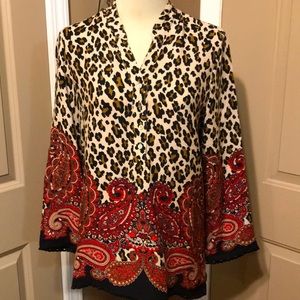 Leopard and paisley top size small